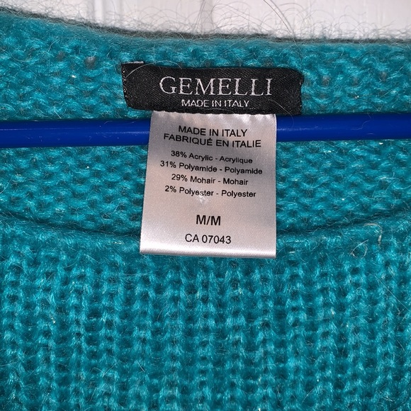 Gemelli made in Italy soft sparkly blue knitted sweater with fashionable sleeves - Picture 3 of 3
